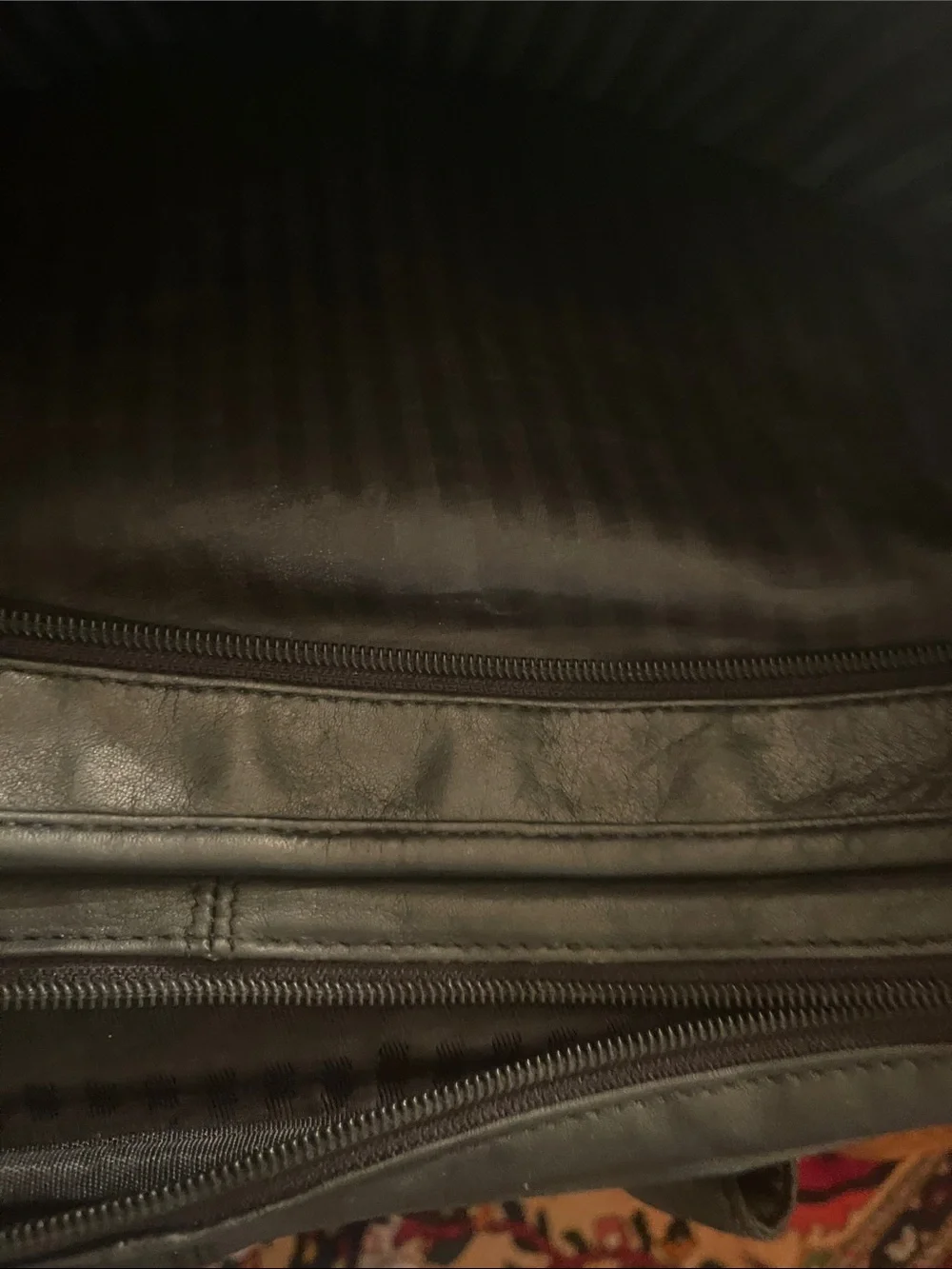 Tumi Black Leather Men's Briefcase with Front Zip Pockets
